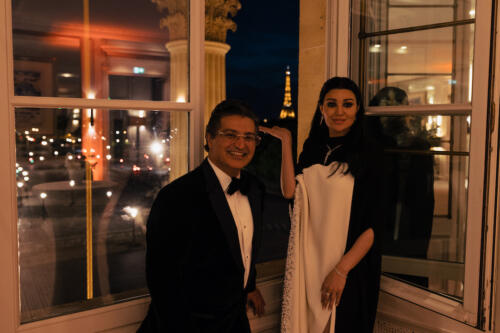 Arwa and Kayvan playful pic with Eiffel Tower bg